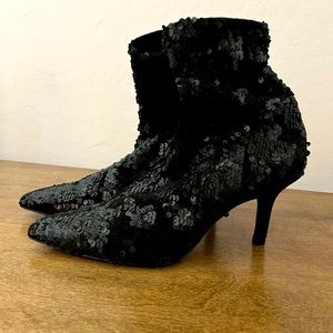 NWT ZARA Sequin Sock Heeled Booties Boots Size 37 (6)